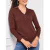 imageSuperPrity Womens Knit Sweaters V Neck Lightweight Collared Thinner Sweater Casual Long Sleeve Polo ShirtsCoffee