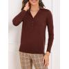imageSuperPrity Womens Knit Sweaters V Neck Lightweight Collared Thinner Sweater Casual Long Sleeve Polo ShirtsCoffee