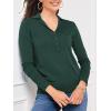 imageSuperPrity Womens Knit Sweaters V Neck Lightweight Collared Thinner Sweater Casual Long Sleeve Polo ShirtsDark Green