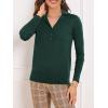 imageSuperPrity Womens Knit Sweaters V Neck Lightweight Collared Thinner Sweater Casual Long Sleeve Polo ShirtsDark Green