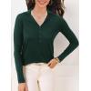 imageSuperPrity Womens Knit Sweaters V Neck Lightweight Collared Thinner Sweater Casual Long Sleeve Polo ShirtsDark Green