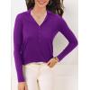 imageSuperPrity Womens Knit Sweaters V Neck Lightweight Collared Thinner Sweater Casual Long Sleeve Polo ShirtsPurple