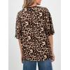 imageSuperPrity Womens Short Sleeve Shirts Animal Print Blouses Crewneck Leopard Print Tops Dressy Casual Basic TeeChocolate Leopard