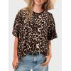 imageSuperPrity Womens Short Sleeve Shirts Animal Print Blouses Crewneck Leopard Print Tops Dressy Casual Basic TeeChocolate Leopard