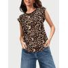 imageSuperPrity Womens Short Sleeve Shirts Animal Print Blouses Crewneck Leopard Print Tops Dressy Casual Basic TeeChocolate Leopard