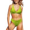 imageSouqFone Women Bikini Sets V Neck Mid Waist Two Piece Swimsuits Backless Front Twist Bathing Suit