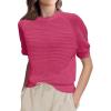 imageSuperPrity Crochet Tops for Women Summer Short Sleeve Hollow Out Sweater Beach Swimsuit Cover Ups 2025 Trendy Sexy TopHot Pink