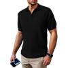 imageSuperPrity Mens Polo Shirts Short Sleeve V Neck Golf Shirts Casual Slim Fit Ribbed Collar TShirtsBlack