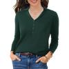 imageSuperPrity Womens Knit Sweaters V Neck Lightweight Collared Thinner Sweater Casual Long Sleeve Polo ShirtsDark Green