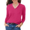 imageSuperPrity Womens Knit Sweaters V Neck Lightweight Collared Thinner Sweater Casual Long Sleeve Polo ShirtsHot Pink