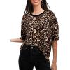 imageSuperPrity Womens Short Sleeve Shirts Animal Print Blouses Crewneck Leopard Print Tops Dressy Casual Basic TeeChocolate Leopard