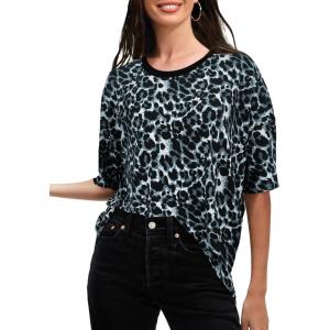 imageSuperPrity Womens Short Sleeve Shirts Animal Print Blouses Crewneck Leopard Print Tops Dressy Casual Basic TeeLeopard