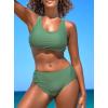 imageSouqFone Women Racerback Bikini Swimsuit Scoop Neck High Waisted Two Pieces Criss Back Swimsuit