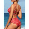 imageSouqFone Womens Bikini Set Floral Print Cutout Ruffles Back Hook Closure Two Piece Swimsuits