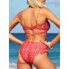 imageSouqFone Womens Bikini Set Floral Print Cutout Ruffles Back Hook Closure Two Piece Swimsuits