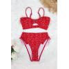 imageSouqFone Womens Bikini Set Floral Print Cutout Ruffles Back Hook Closure Two Piece Swimsuits