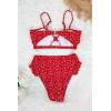 imageSouqFone Womens Bikini Set Floral Print Cutout Ruffles Back Hook Closure Two Piece Swimsuits