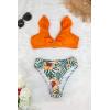 imageSouqFone Womens Bikini Set V Neck Floral Print Ruffles Flounce Two Piece Swimsuits