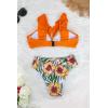 imageSouqFone Womens Bikini Set V Neck Floral Print Ruffles Flounce Two Piece Swimsuits