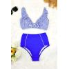 imageSouqFone Womens High Rise Two Piece Bathing Suit Striped Ruffle Bikini Sets