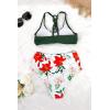 imageSouqFone Womens High Waisted Ruched Floral Two Piece Swimsuits Tropical Lace Up Bikinis