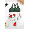 imageSouqFone Womens High Waisted Ruched Floral Two Piece Swimsuits Tropical Lace Up Bikinis
