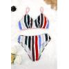 imageSouqFone Womens Low Waist Bikini Sets V Neck Striped Back Hook Closure Two Piece Swimsuits