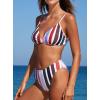 imageSouqFone Womens Low Waist Bikini Sets V Neck Striped Back Hook Closure Two Piece Swimsuits