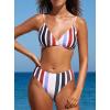 imageSouqFone Womens Low Waist Bikini Sets V Neck Striped Back Hook Closure Two Piece Swimsuits