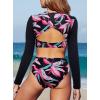 imageSouqFone Womens Rash Guard Long Sleeve Swimsuit Round Neck Cut Out Two Piece Bathing Suit Cropped Swim Shirt Bikini Swimwear