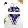imageSouqFone Womens Swimsuits Floral Print Low Rise Bikni Set Cutout Strappy Two Piece Cross Back Bathing Suit