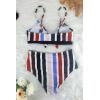 imageSouqFone Womens Two Piece Bathing Suits Striped Cutout Bikini Sets High Waisted Swimwear