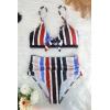 imageSouqFone Womens Two Piece Bathing Suits Striped Cutout Bikini Sets High Waisted Swimwear