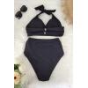imageSouqFone Womens V Neck Push Up Swimsuit Halter Soild Ruched Two Piece Swimsuits