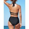 imageSouqFone Womens V Neck Push Up Swimsuit Halter Soild Ruched Two Piece Swimsuits