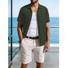 imageSuperPrity Mens Button Down Shirt Knit Shirts Short Sleeve Cuban Guayabera Cool Summer Beach ShirtsArmy Green