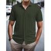 imageSuperPrity Mens Button Down Shirt Knit Shirts Short Sleeve Cuban Guayabera Cool Summer Beach ShirtsArmy Green
