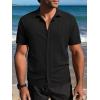 imageSuperPrity Mens Button Down Shirt Knit Shirts Short Sleeve Cuban Guayabera Cool Summer Beach ShirtsBlack
