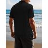 imageSuperPrity Mens Button Down Shirt Knit Shirts Short Sleeve Cuban Guayabera Cool Summer Beach ShirtsBlack