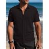 imageSuperPrity Mens Button Down Shirt Knit Shirts Short Sleeve Cuban Guayabera Cool Summer Beach ShirtsDark Brown
