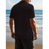 imageSuperPrity Mens Button Down Shirt Knit Shirts Short Sleeve Cuban Guayabera Cool Summer Beach ShirtsDark Brown