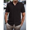 imageSuperPrity Mens Button Down Shirt Knit Shirts Short Sleeve Cuban Guayabera Cool Summer Beach ShirtsDark Brown