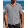 imageSuperPrity Mens Button Down Shirt Knit Shirts Short Sleeve Cuban Guayabera Cool Summer Beach ShirtsGrey
