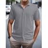 imageSuperPrity Mens Button Down Shirt Knit Shirts Short Sleeve Cuban Guayabera Cool Summer Beach ShirtsGrey