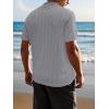 imageSuperPrity Mens Button Down Shirt Knit Shirts Short Sleeve Cuban Guayabera Cool Summer Beach ShirtsGrey