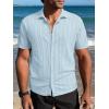 imageSuperPrity Mens Button Down Shirt Knit Shirts Short Sleeve Cuban Guayabera Cool Summer Beach ShirtsLight Blue