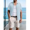 imageSuperPrity Mens Button Down Shirt Knit Shirts Short Sleeve Cuban Guayabera Cool Summer Beach ShirtsLight Blue