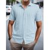 imageSuperPrity Mens Button Down Shirt Knit Shirts Short Sleeve Cuban Guayabera Cool Summer Beach ShirtsLight Blue