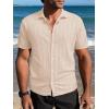 imageSuperPrity Mens Button Down Shirt Knit Shirts Short Sleeve Cuban Guayabera Cool Summer Beach ShirtsLight Khkai