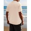 imageSuperPrity Mens Button Down Shirt Knit Shirts Short Sleeve Cuban Guayabera Cool Summer Beach ShirtsLight Khkai